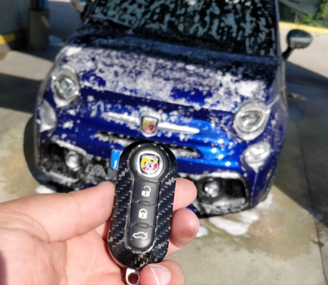 Cover chiave in vera fibra di carbonio 500 Abarth